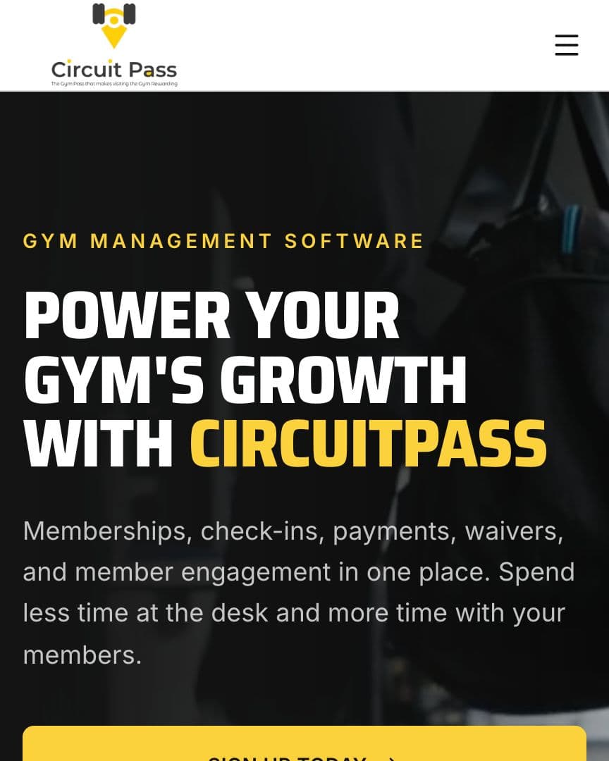 Circuit Pass gym software on a phone